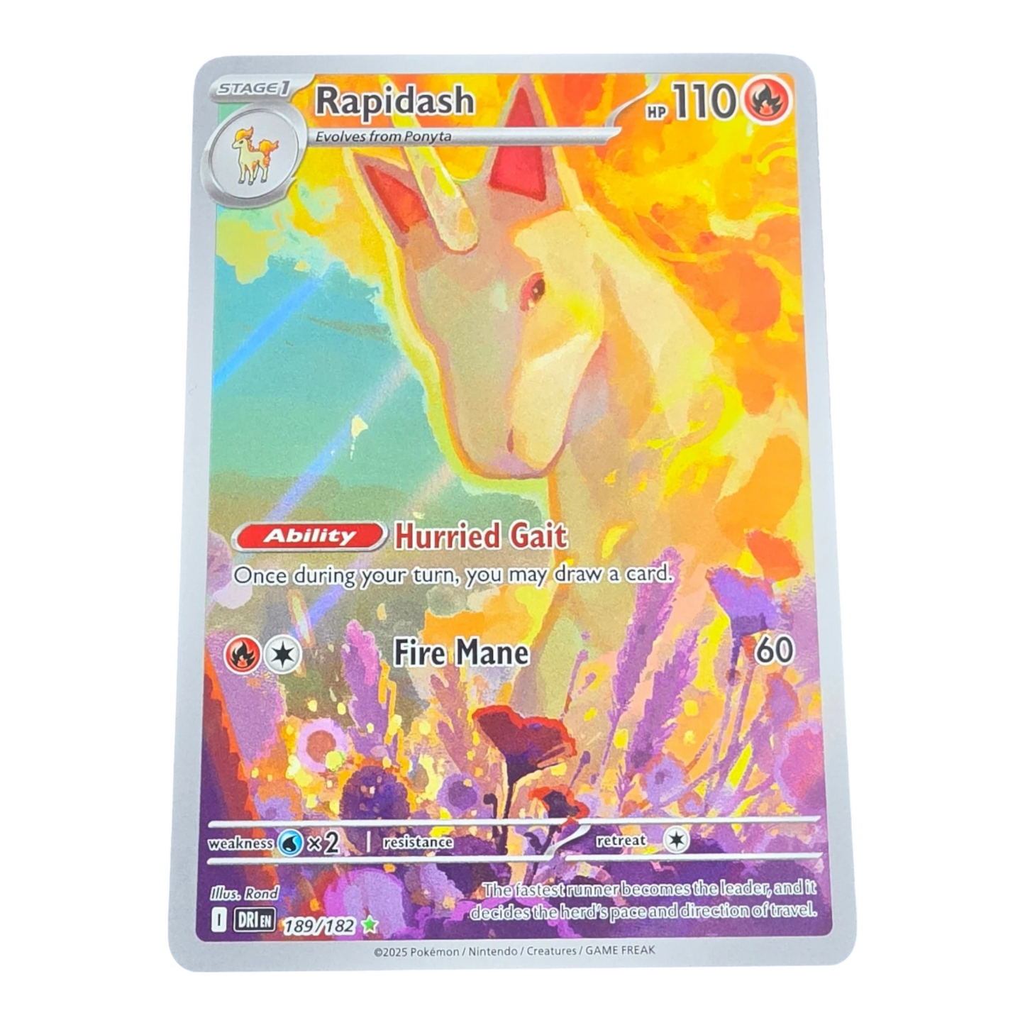 Pokémon Rapidash 189/182 Destined Rivals English IR Card NM