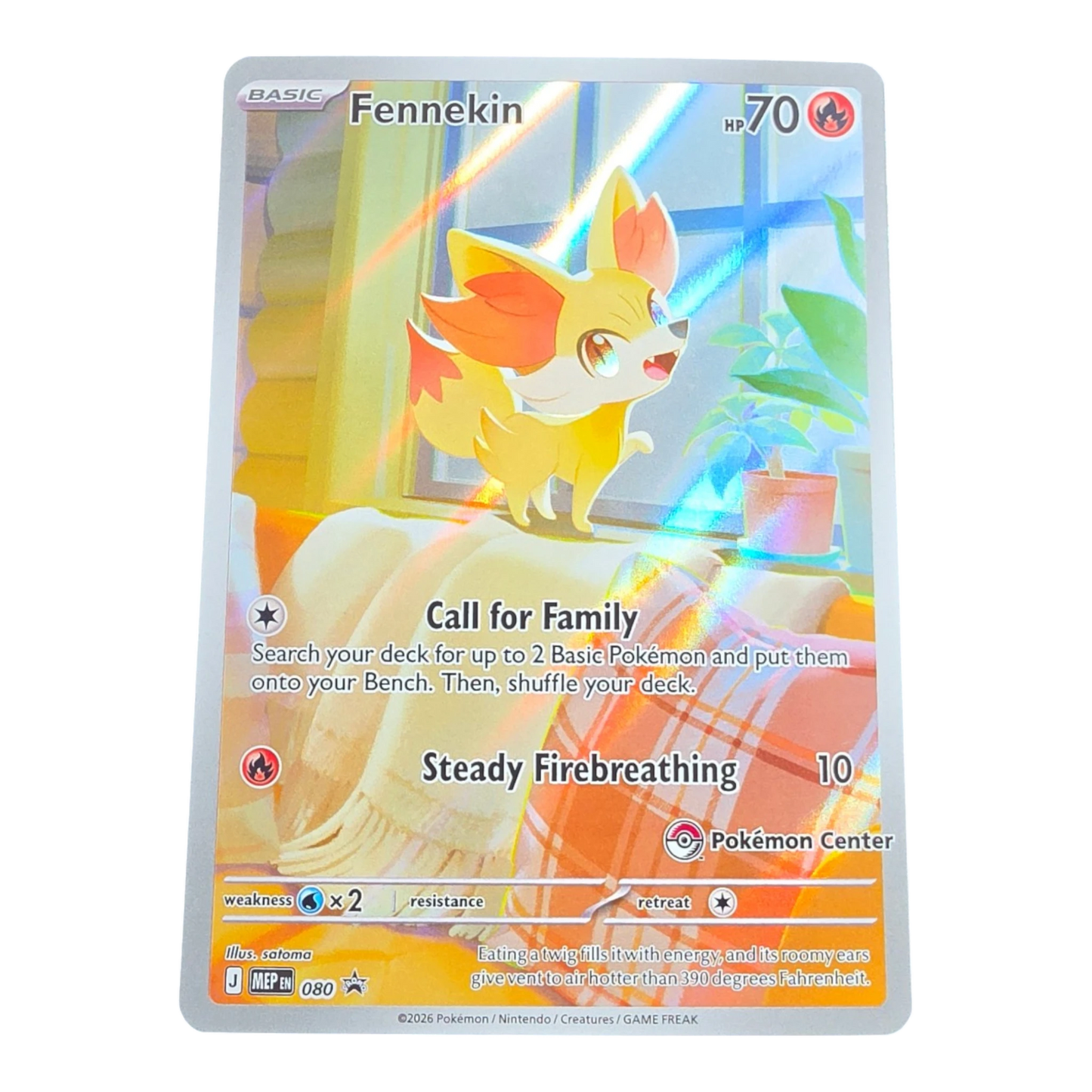 Pokémon Fennekin MEP 080 Pokémon Center Stamp English NM