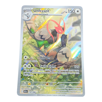 Pokémon Unfezant 150/086 Black Bolt English Illustration Rare NM