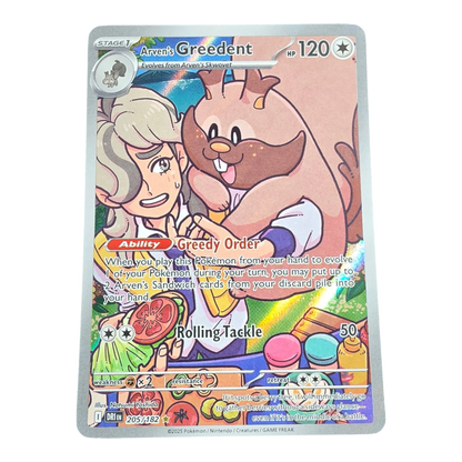 Pokémon Arven’s Greedent 205/182 Destined Rivals English IR NM
