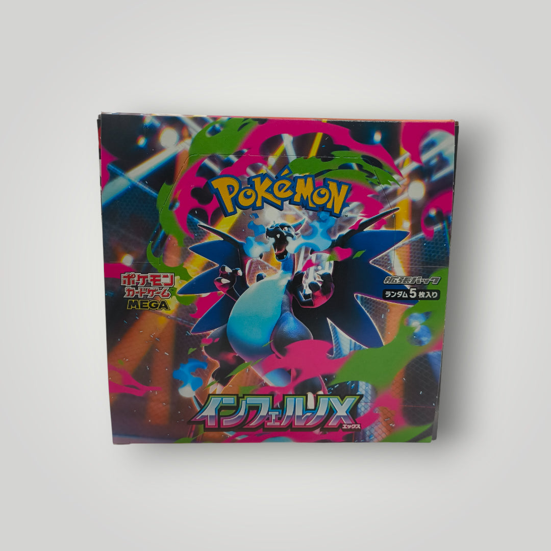Pokémon M2 Inferno X Japanese TCG booster box with vibrant colorful artwork and sealed wrapper.