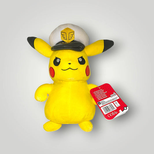 Pokémon Captain Pikachu Plush Toy 20cm Soft Figure with Hat Official Jazwares