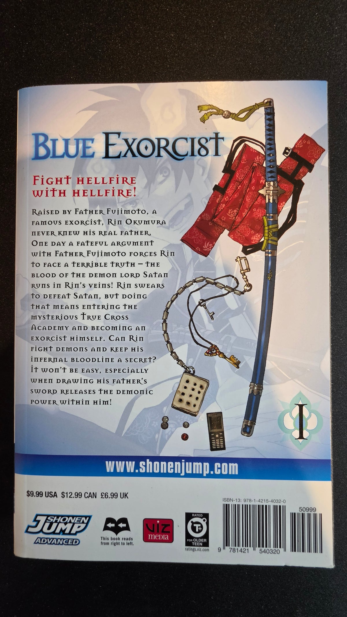 Blue Exorcist Volume 1 preowned actual copy back