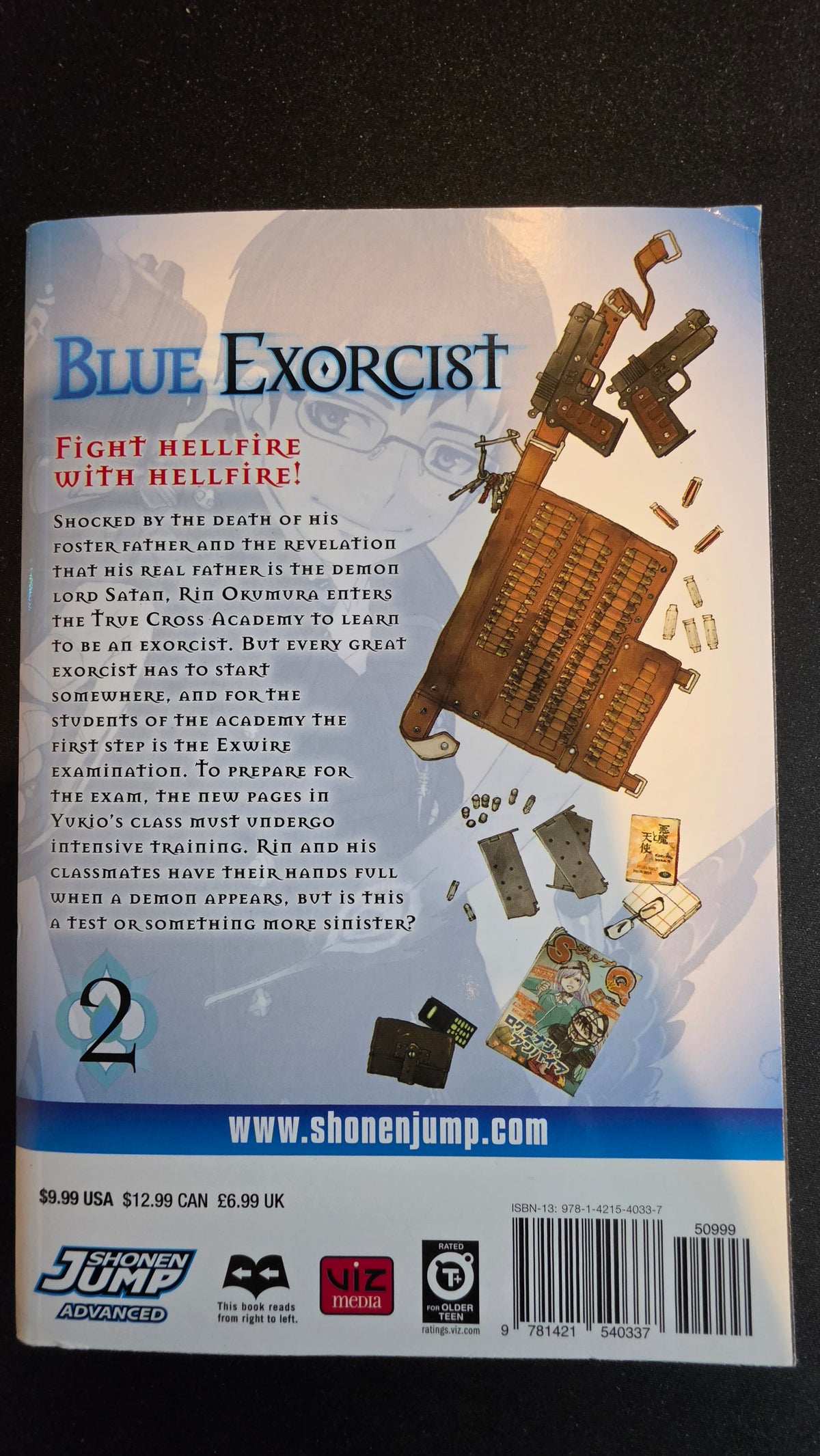 Blue Exorcist Volume 2 preowned actual copy back