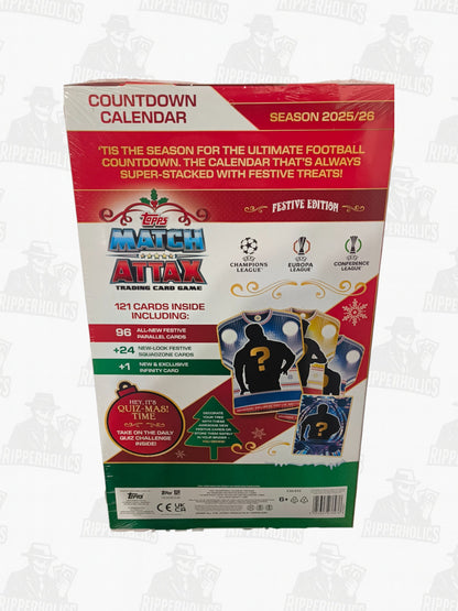 Match Attax 2025/26 Advent Calendar box with football player cards and festive countdown design.