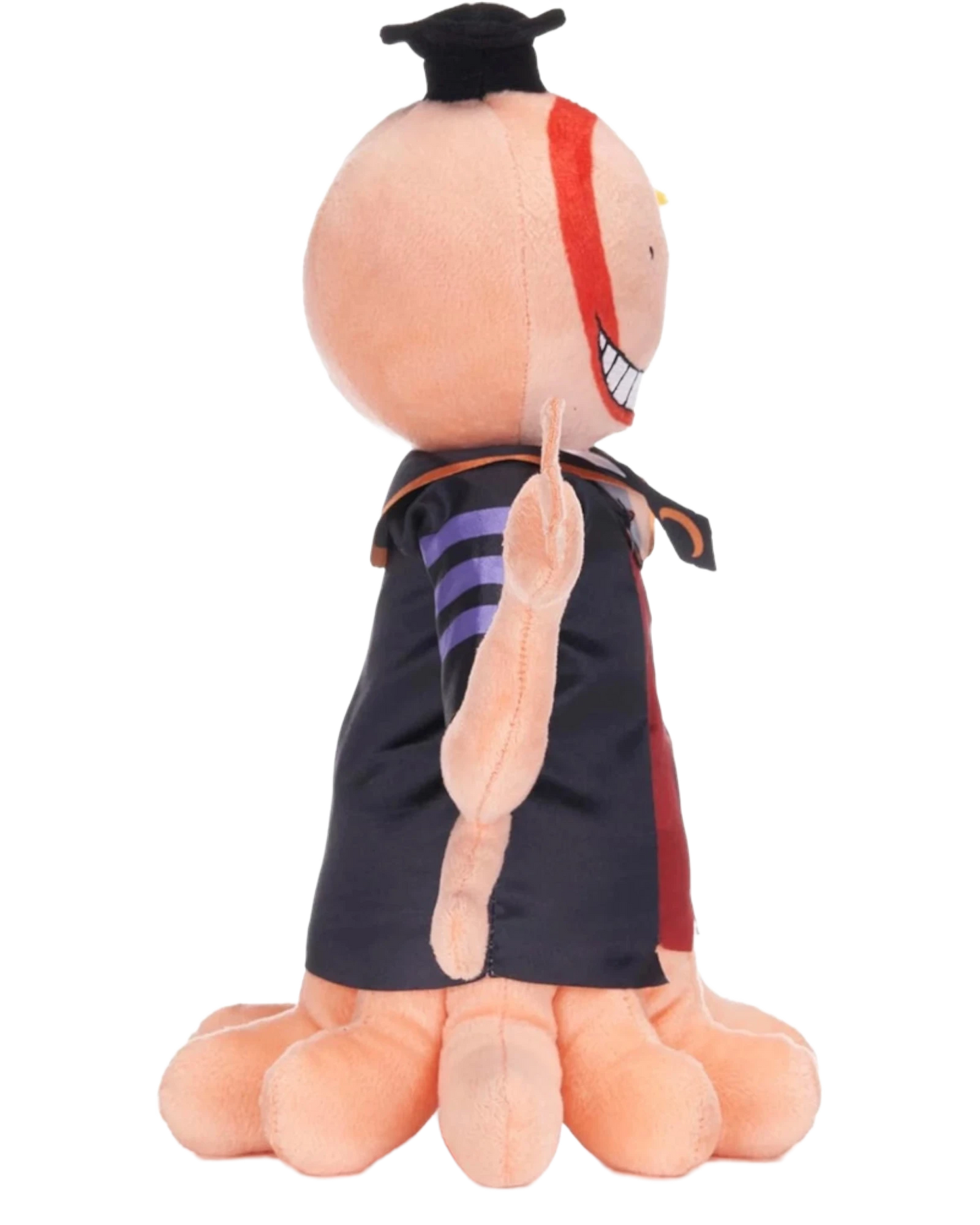 Ripperholics 11-inch orange Koro-sensei soft toy from Assassination Classroom wearing a black graduation cap and robe