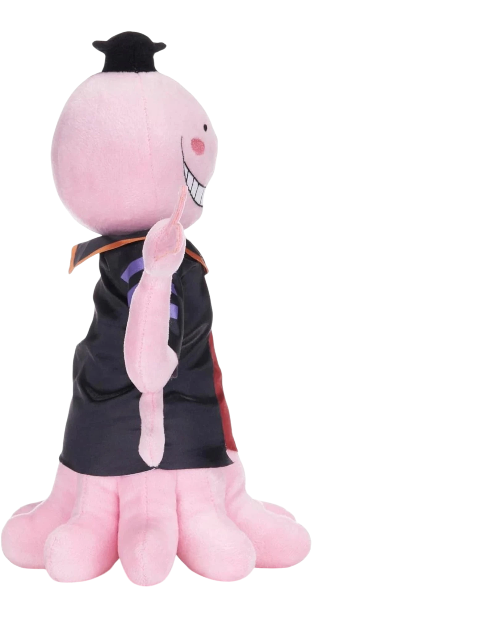 Ripperholics 11-inch pink Koro-sensei soft toy from Assassination Classroom wearing a black graduation robe