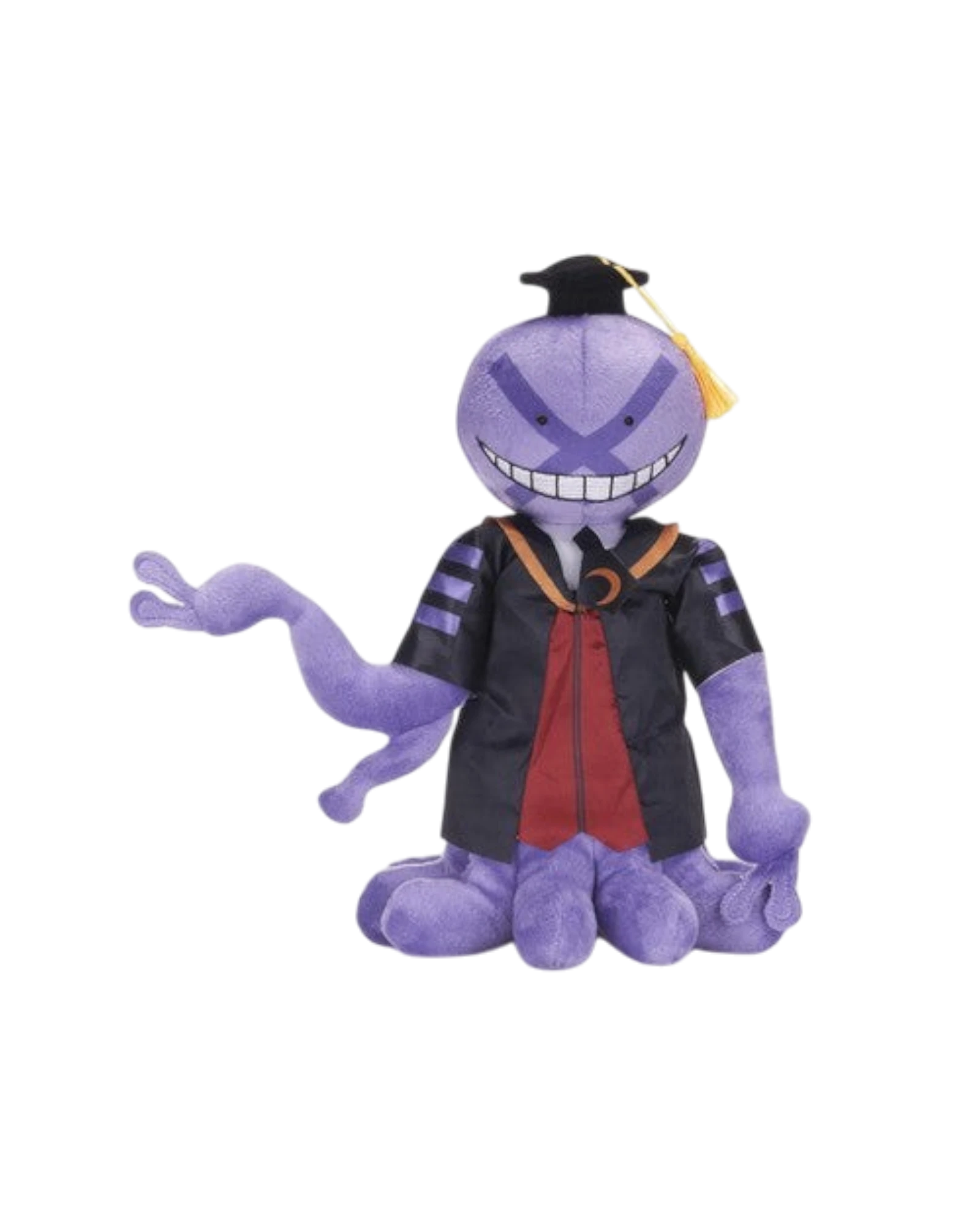 Ripperholics 11-inch purple Koro-sensei soft toy from Assassination Classroom wearing a graduation cap and robe