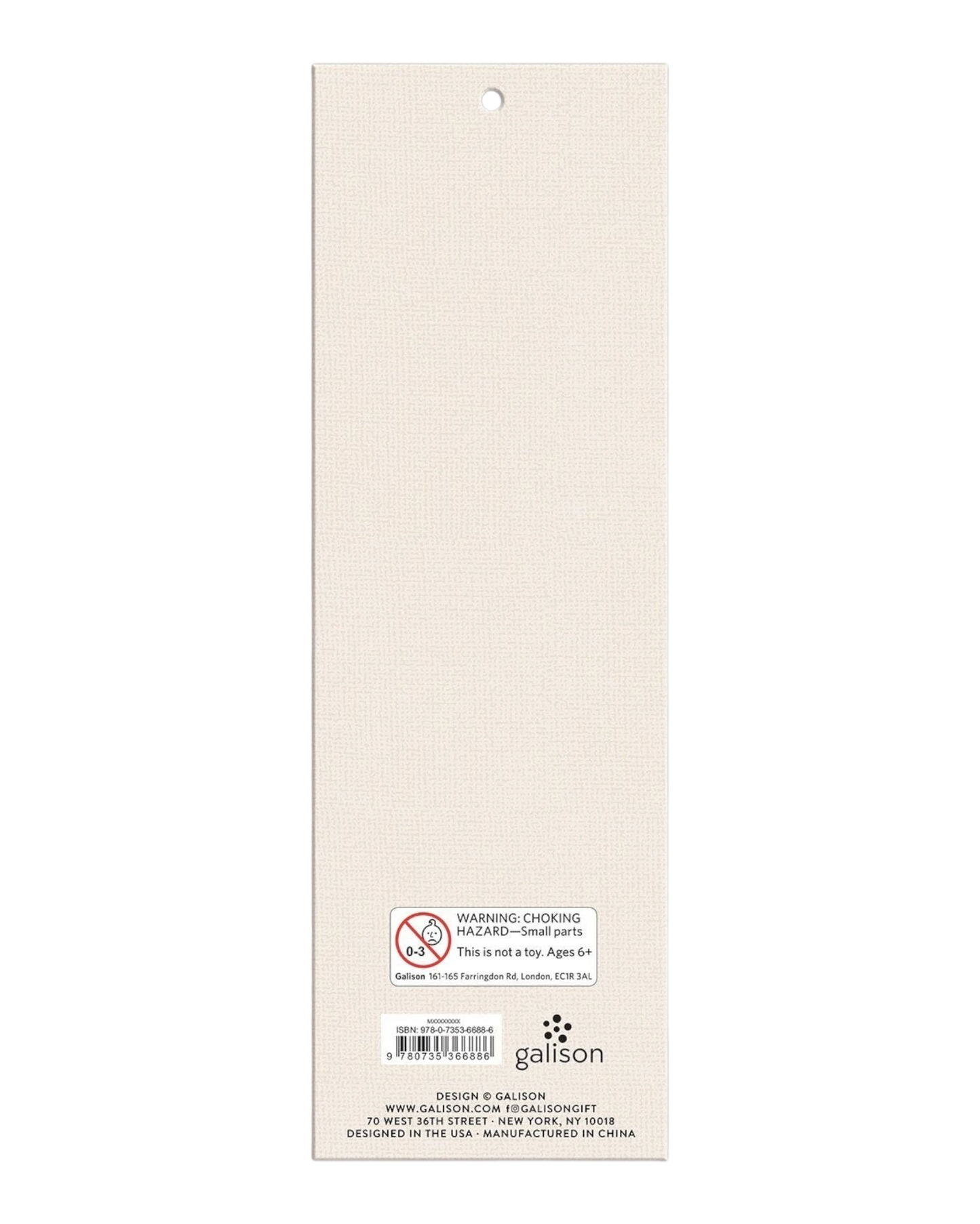 Back of Ripperholics Galison vintage book magnetic bookmark packaging showing product details and safety warnings.