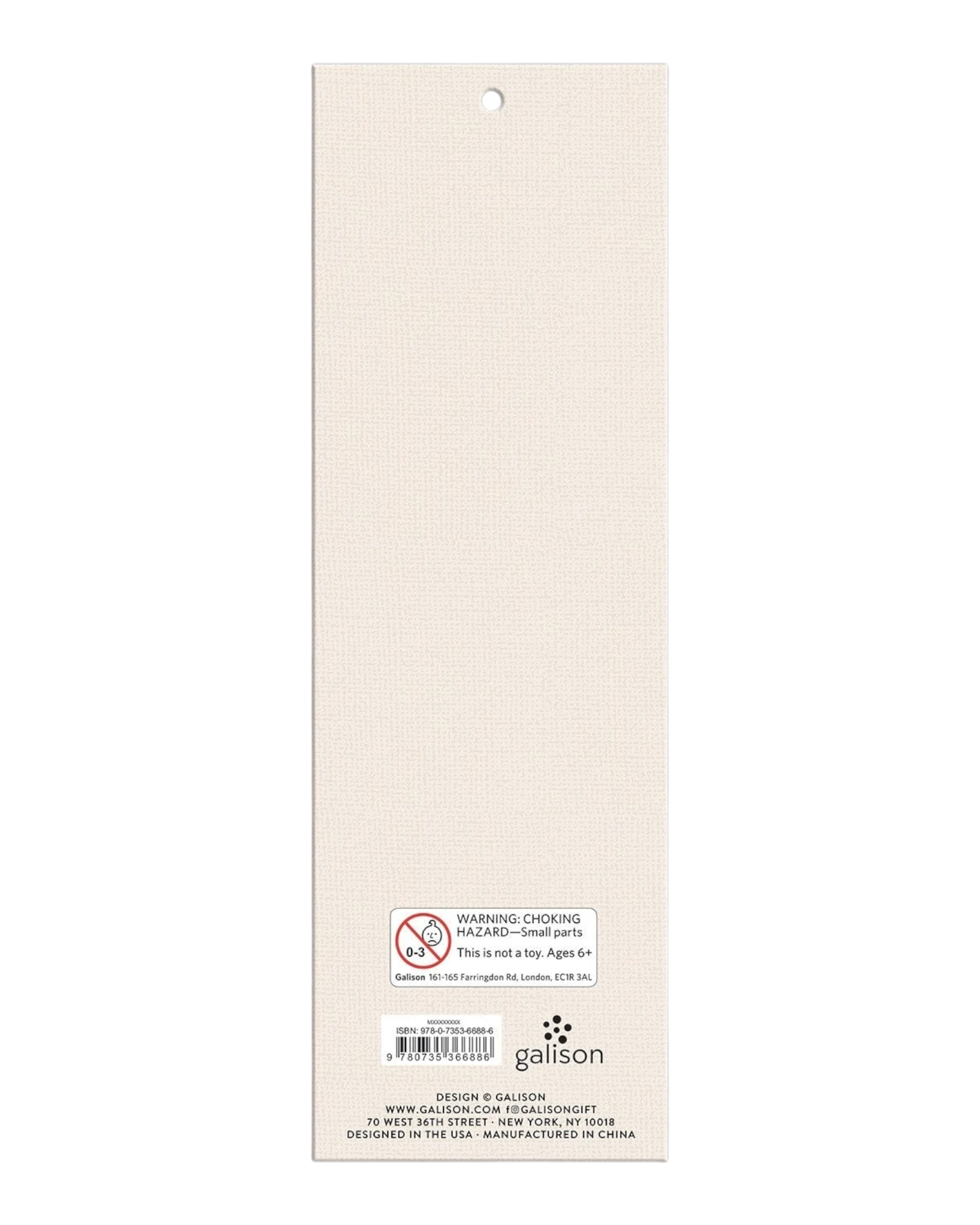 Back of Ripperholics Galison vintage book magnetic bookmark packaging showing product details and safety warnings.