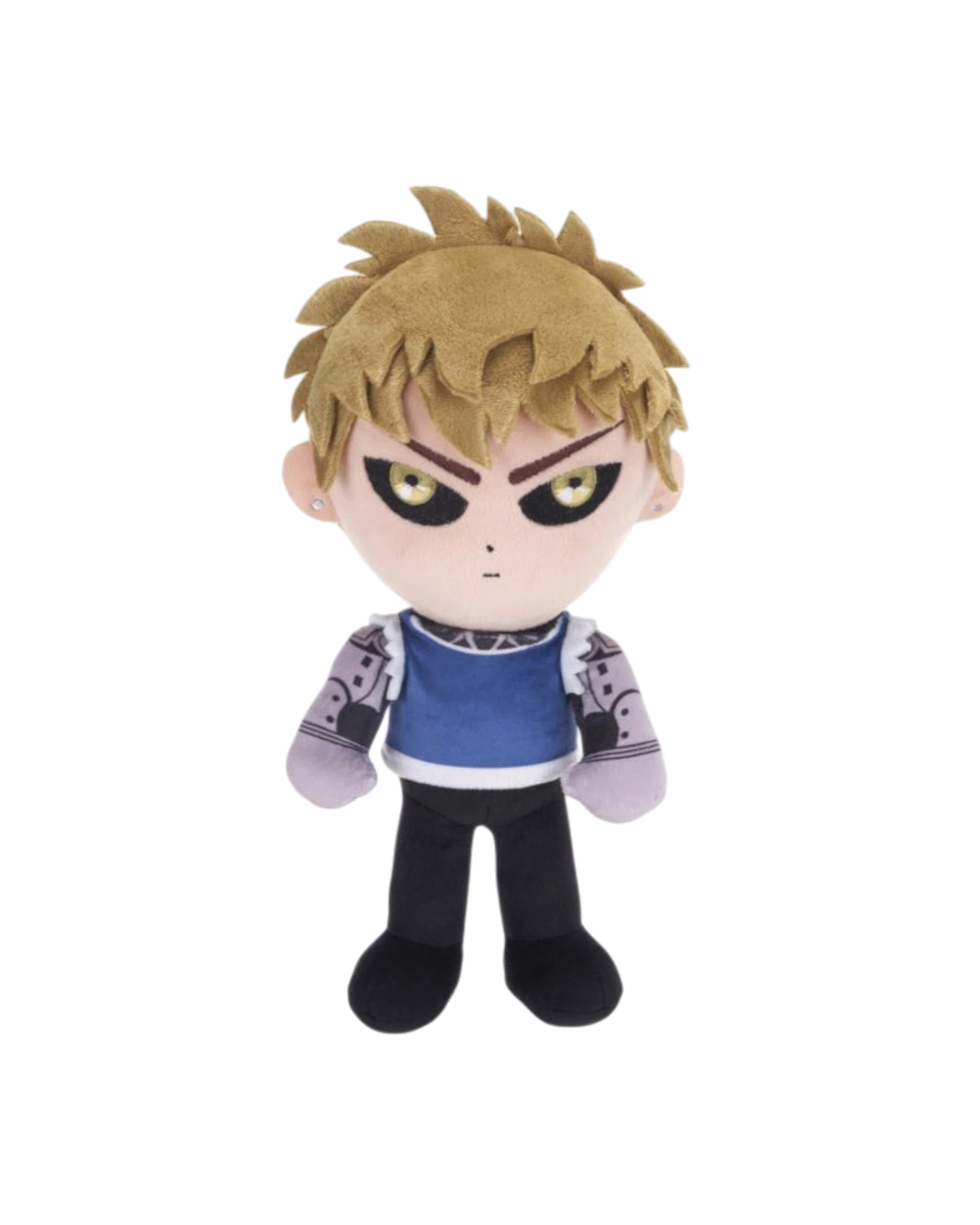 Ripperholics 10.5-inch Genos soft toy from One Punch Man featuring blonde hair and detailed cyborg arm design.
