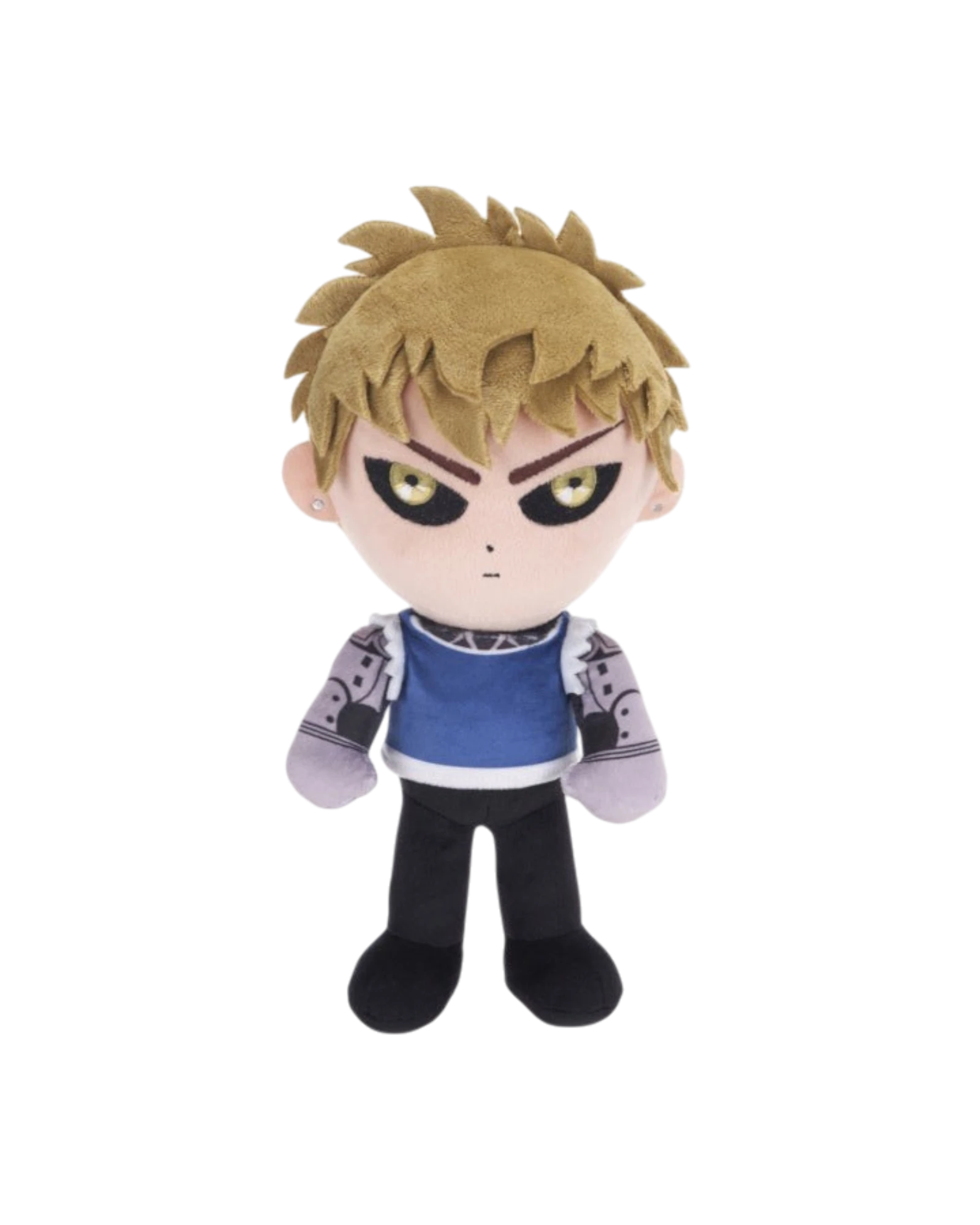 Ripperholics 10.5-inch Genos soft toy from One Punch Man featuring blonde hair and detailed cyborg arm design.