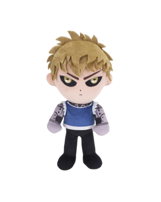 Ripperholics 10.5-inch Genos soft toy from One Punch Man featuring blonde hair and detailed cyborg arm design.