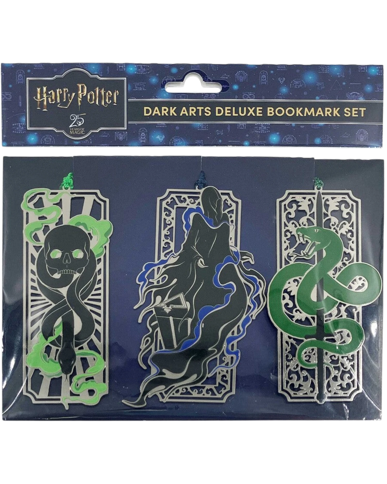 Ripperholics Harry Potter Dark Arts deluxe bookmark set of three metal bookmarks with Dark Mark, Dementor, and Nagini