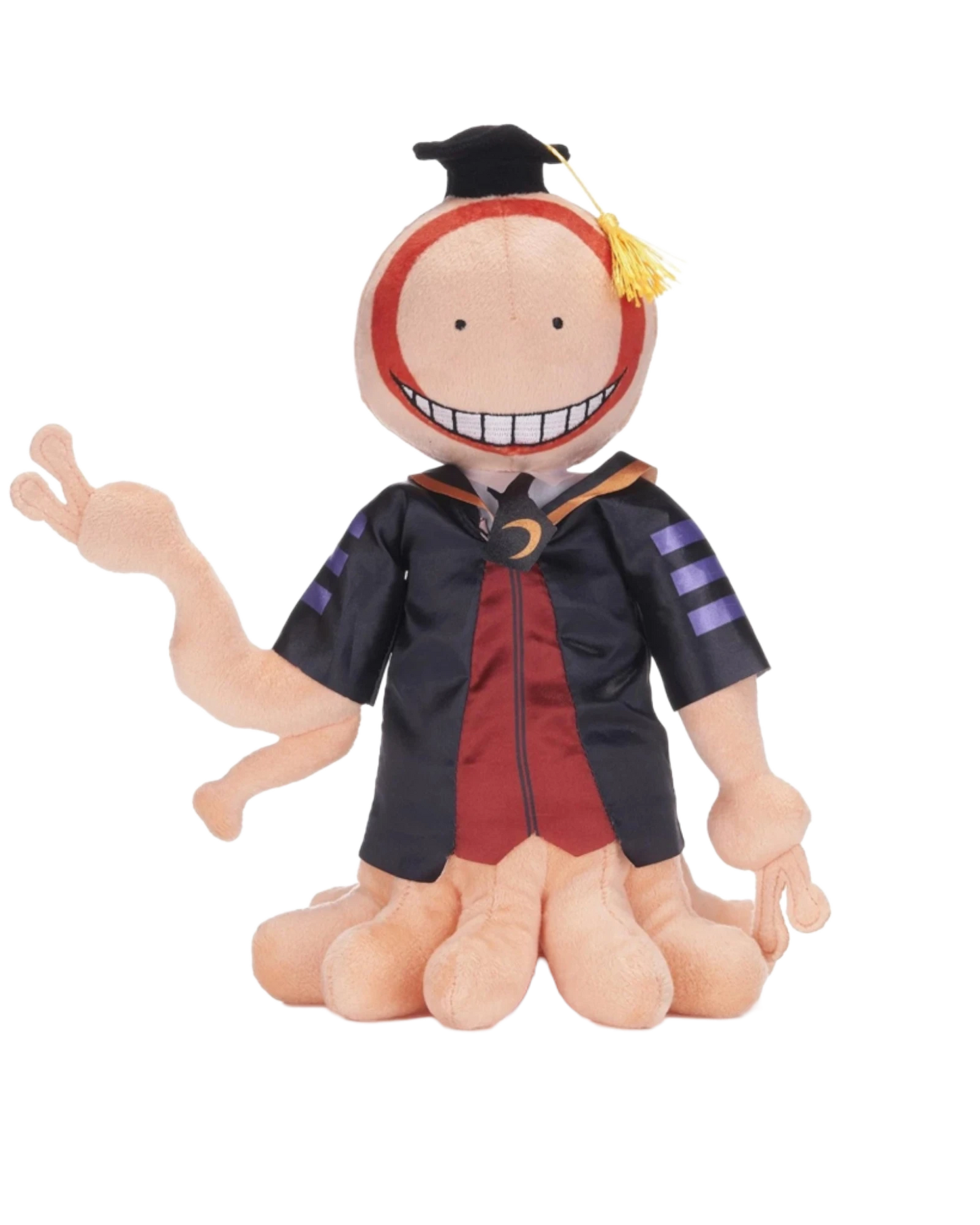 Ripperholics 11-inch Koro-sensei soft toy from Assassination Classroom wearing a graduation cap and robe