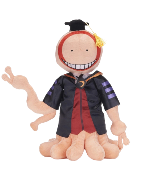 Ripperholics 11-inch Koro-sensei soft toy from Assassination Classroom wearing a graduation cap and robe