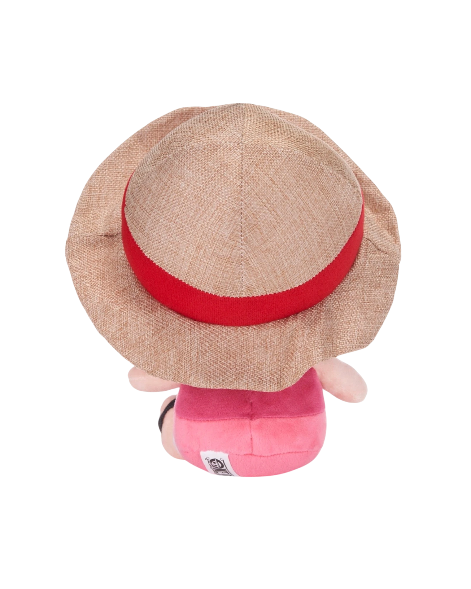 Ripperholics One Piece 10 inch Monkey D. Luffy soft toy seen from behind wearing his signature straw hat