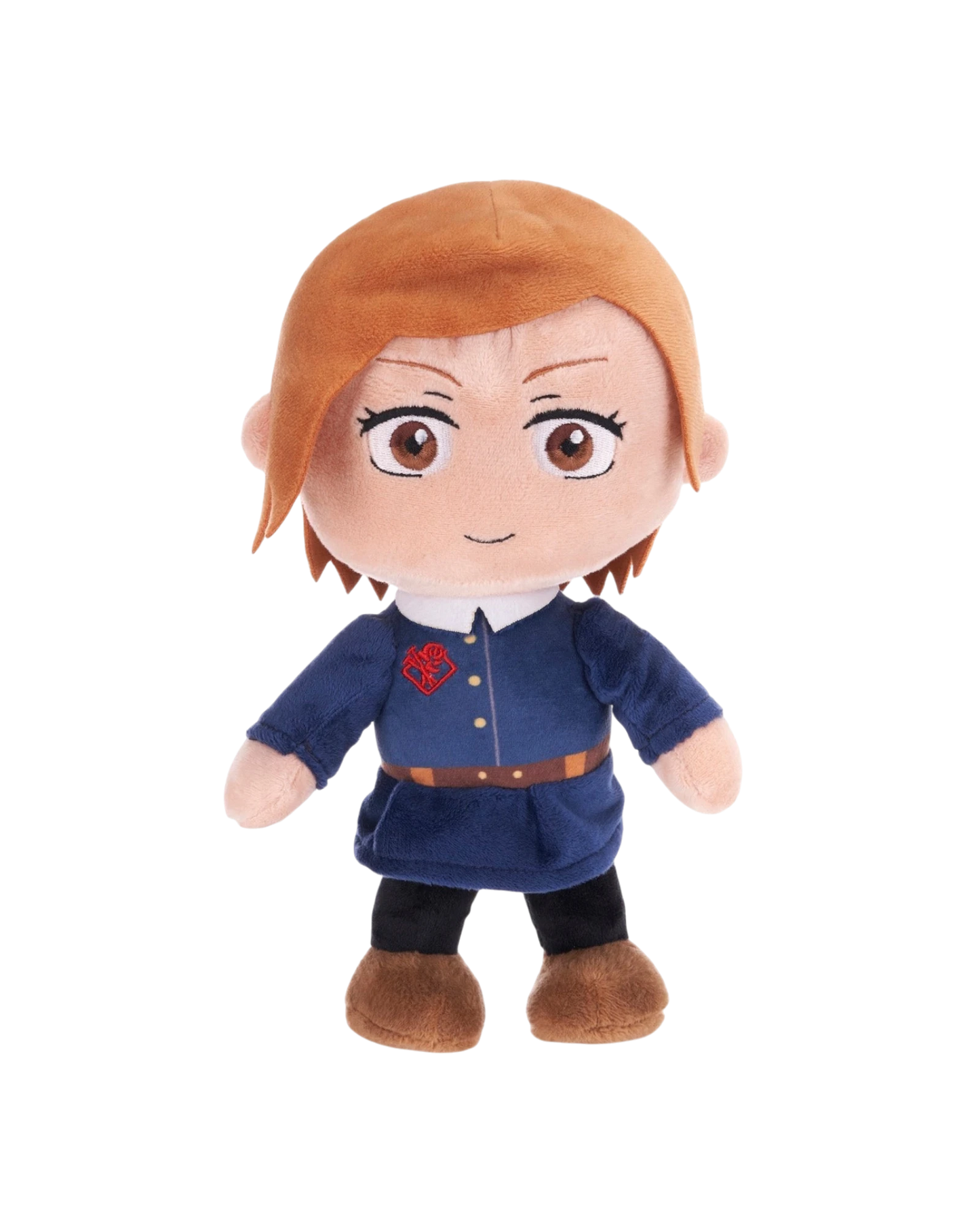 Ripperholics 10-inch Nobara Kugisaki plush soft toy from Jujutsu Kaisen wearing a blue uniform with red rose emblem.