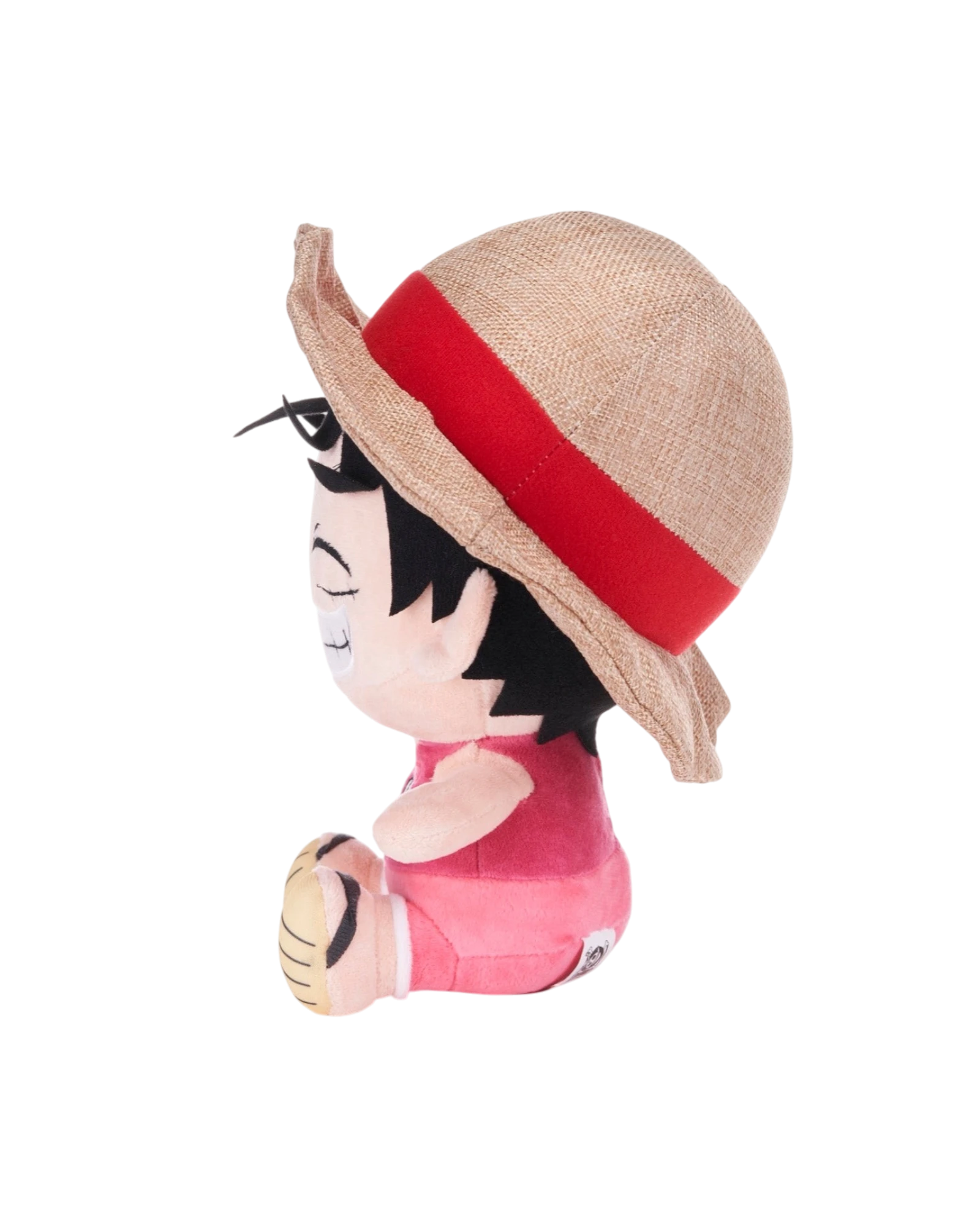 Ripperholics 10-inch Monkey D. Luffy soft toy from One Piece, featuring his signature straw hat and red shirt.