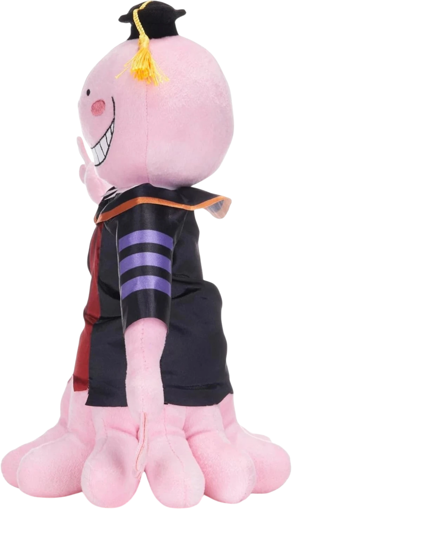 Ripperholics 11-inch pink Koro-sensei soft toy from Assassination Classroom wearing a black graduation cap and robe