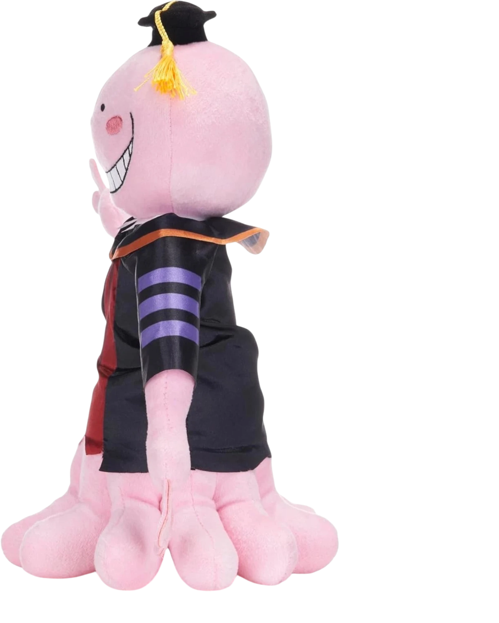 Ripperholics 11-inch pink Koro-sensei soft toy from Assassination Classroom wearing a black graduation cap and robe