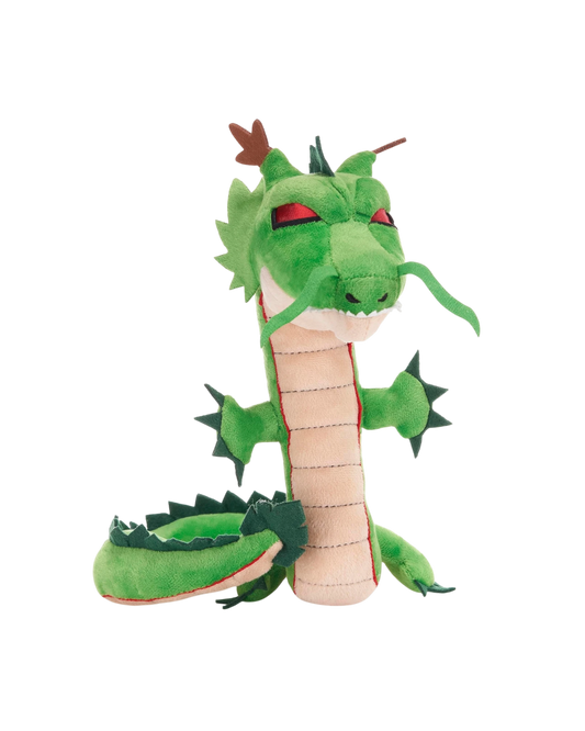 Ripperholics 12-inch Shenron dragon plush toy from Dragon Ball Super with green scales and red eyes