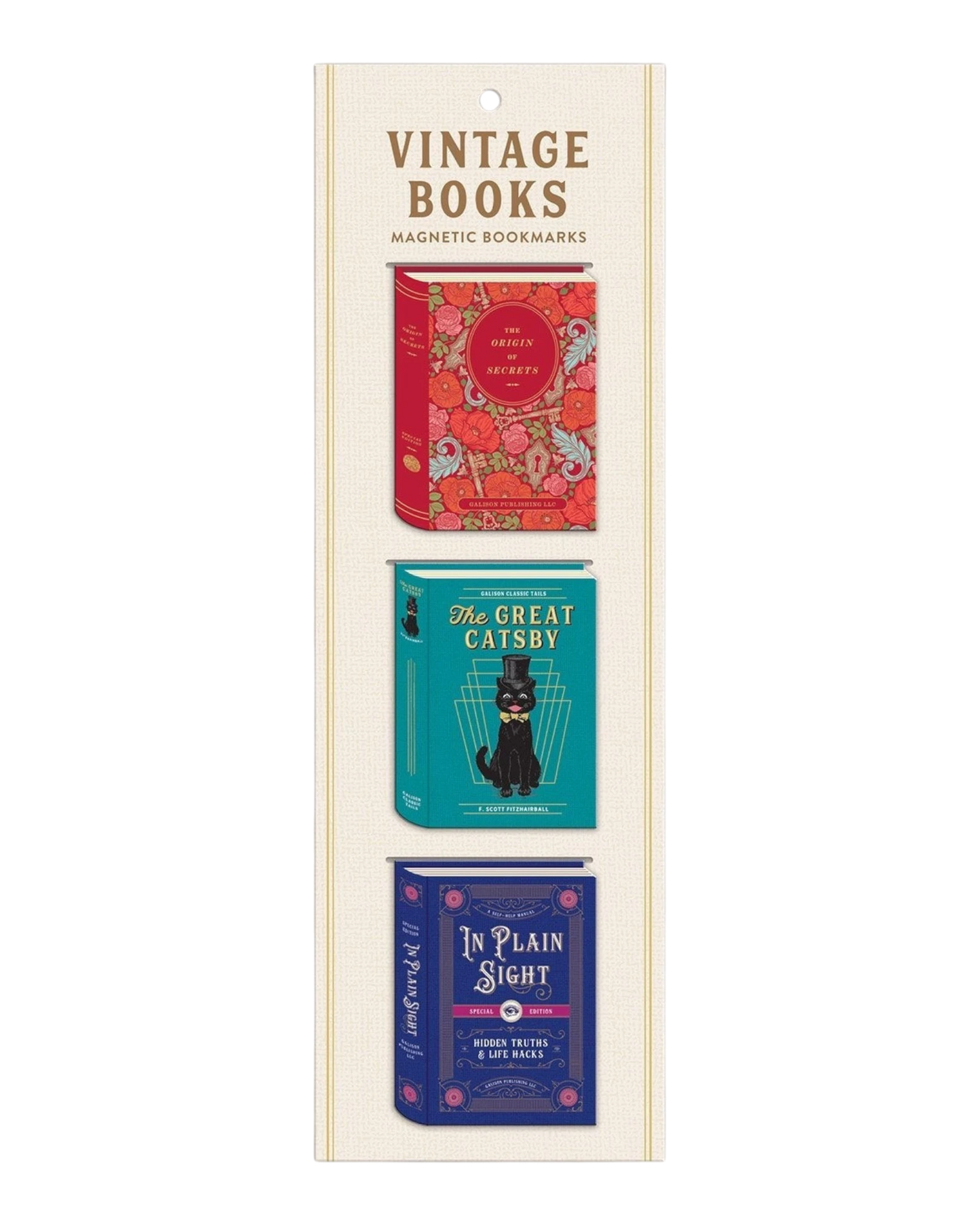 Ripperholics set of three vintage book-shaped magnetic bookmarks featuring colorful classic literary cover designs.
