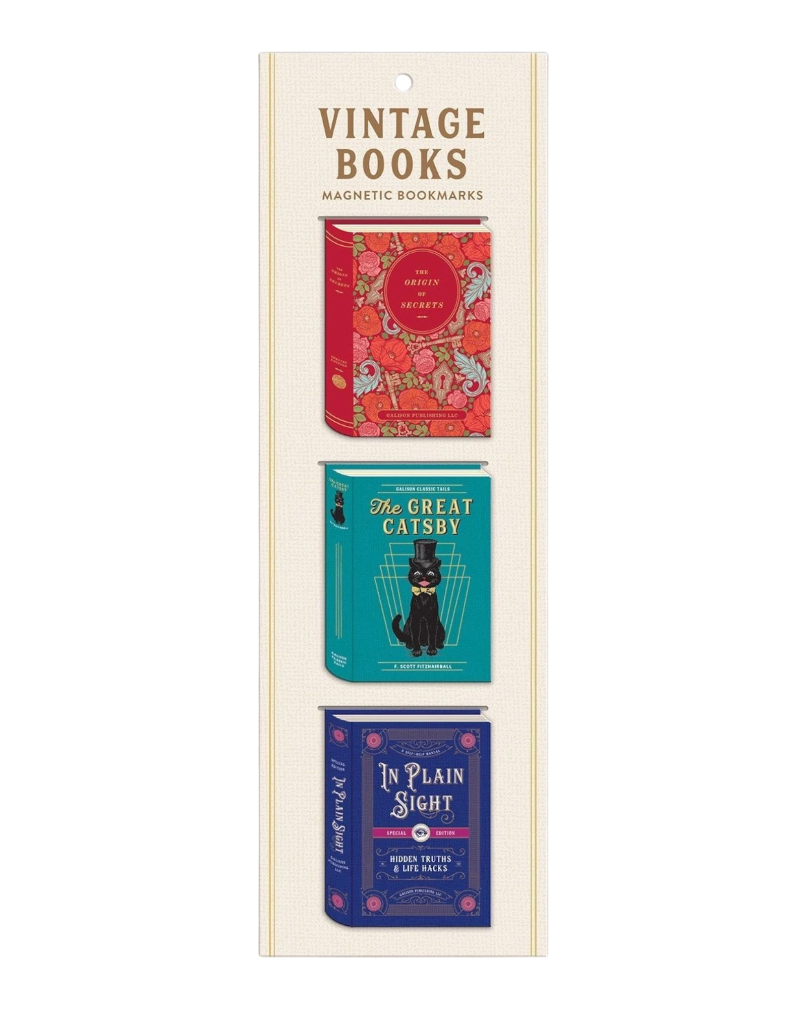 Ripperholics set of three vintage book-shaped magnetic bookmarks featuring colorful classic literary cover designs.
