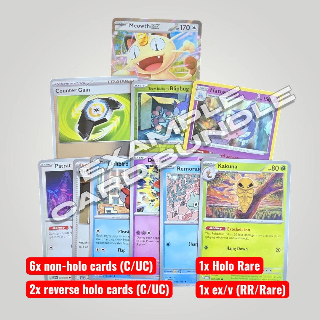 Pokemon TCG English 10 Card Bundle - ex or V Guaranteed - Holo Rare & Reverse Holos