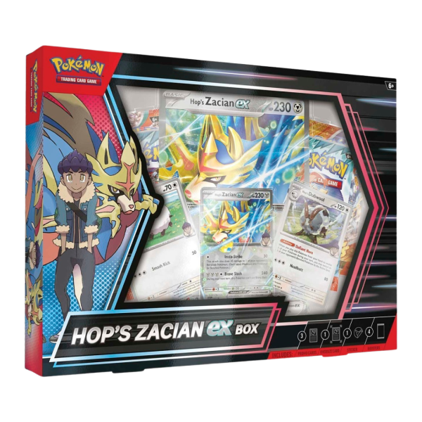 Hop's Zacian ex Box | 3x Promo Cards | 4x Booster Packs | Pokémon TCG