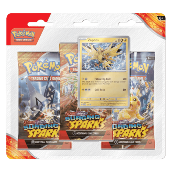 Surging Sparks 3-Pack Blister — Zapdos Promo | Pokémon TCG