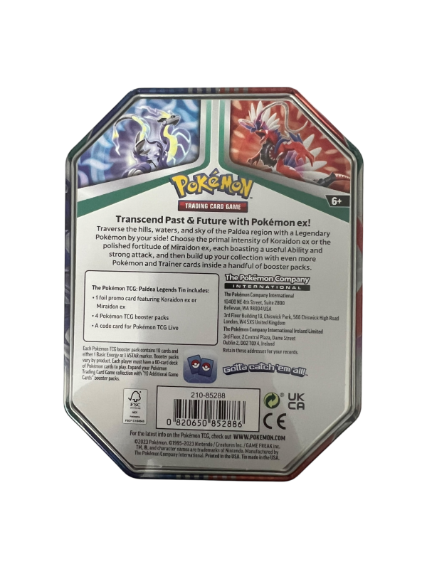 Paldea Legends Tin: Miraidon ex + 4 Boosters | UK